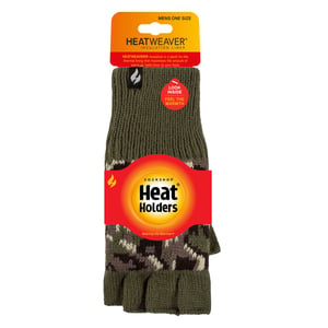 Heren Warm 3.2 TOG Fleece Gevoerde Winter Thermo Vingerloze Handschoenen in Khaki & Marineblauw
