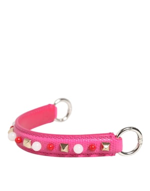Roze Versierde Leren Tas Handvat Dames Schouderband