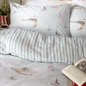 Wylder Abersoch Shore Reversible 100% Cotton Duvet Cover Set, Single