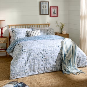 Wylder Abersoch Town Reversible 100% Cotton Duvet Cover Set, Double