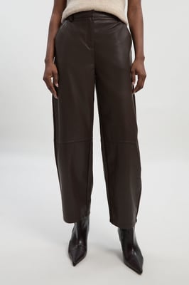 Faux Leather Barrel Leg Trouser