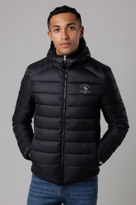 Black Lightweight Zip Through Hooded Padded Jacket With Zipped Pockets