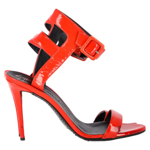 Giuseppe Zanotti High Ankle Strap Sandal Heels in Red Patent Leather