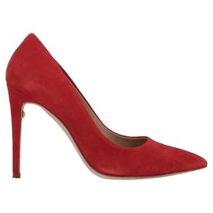 Ferragamo Pointed Toe Pumps in Red Suede