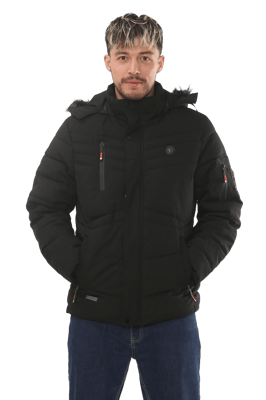 D-Rock Mens Winter Puffer Jacket with Detachable Fur Hood