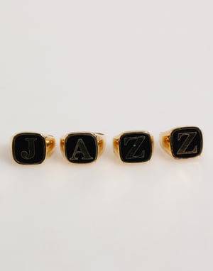 Gouden Tonen Messing JAZZ Letterset 4 Stuks Verstelbare Ring