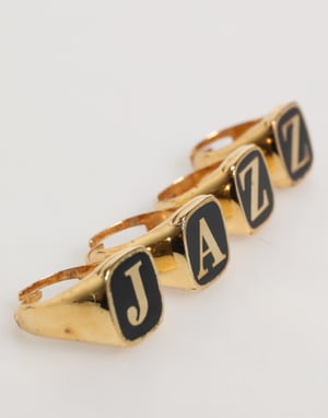 Gouden Tonen Messing JAZZ Letterset 4 Stuks Verstelbare Ring