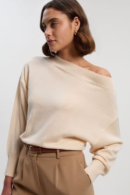 Cashmere Blend Off The Shoulder Knit Top