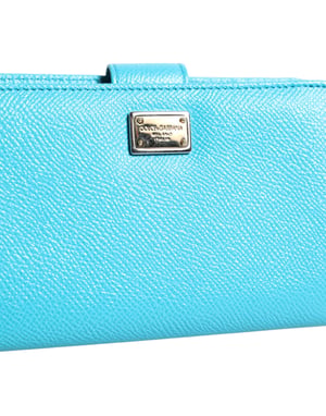 Ljusblå läder bifold kontinentala clutch-plånbok