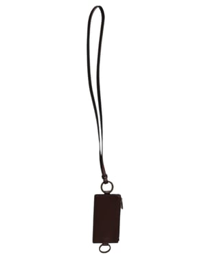 Brown Calf Leather Lanyard Logo Card Holder Wallet