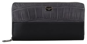 Dolce & Gabbana Black Zip rond Continental Clutch Leather Men's Wallet