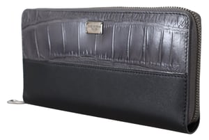 Dolce & Gabbana Black Zip rond Continental Clutch Leather Men's Wallet