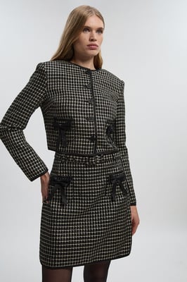 Tall Tailored Tweed Bow Detail Mini Skirt