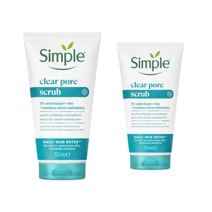 Simple Daily Skin Detox Clear Pore Scrub Smoother and Clearer Skin 150ml, 2Pk