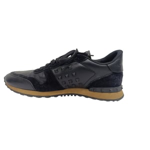 Valentino Garavani Rockrunner Low-Top Sneakers in Black Calf Leather