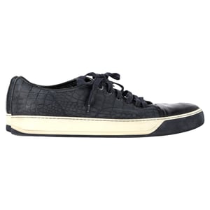 Lanvin DBB1 Croc-Embossed Sneakers in Navy Blue Leather