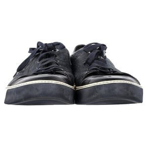 Lanvin DBB1 Croc-Embossed Sneakers in Navy Blue Leather