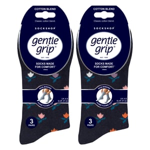 6 Pack Ladies Non Elastic Loose Top Patterned Cotton Rich Socks