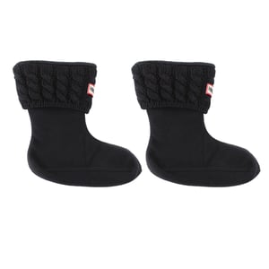 Hunter 6-Stitch Cable Kids Black Boot Socks