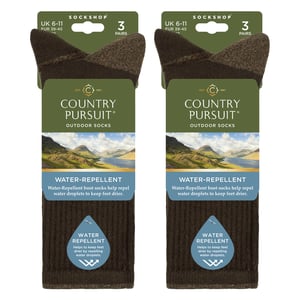 6 Pairs Mens Water Repellent Midweight Outdoor Socks for Hiking & Walking