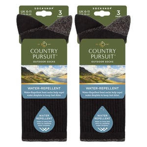 6 Pairs Mens Water Repellent Midweight Outdoor Socks for Hiking & Walking