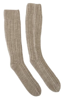 Dolce & Gabbana Chic Beige Wolmix Over-de-Knie Dames Sokken