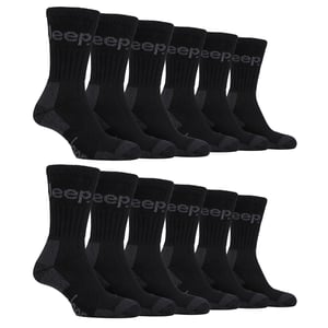 12 Pairs Mens Luxury Cushioned Cotton Hiking Socks