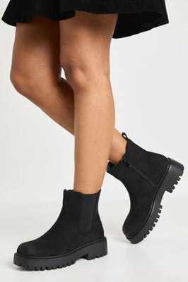 Faux Suede Chunky Panel Detail Chelsea Boots