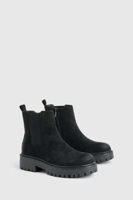 Faux Suede Chunky Panel Detail Chelsea Boots