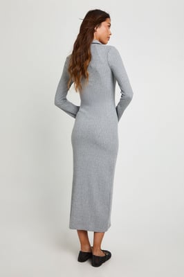 Ribbed Collared Button Down Shirt Midaxi Dress