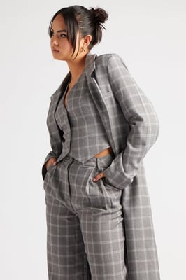 Check Longline Duster Coat