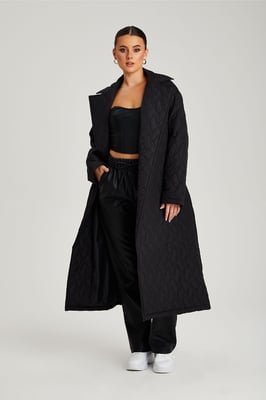 Black Longline Puffer Jacket