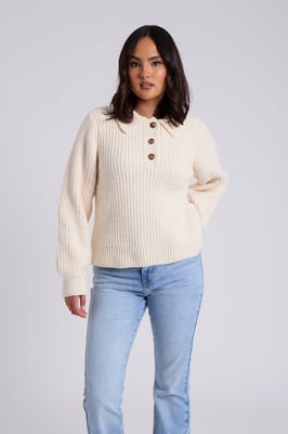 Cream Chenille Button Front Jumper