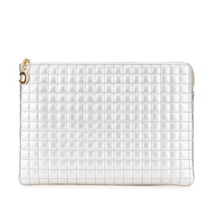 Vadderad läderclutch väska