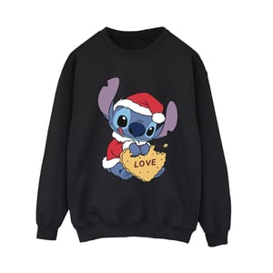Disney Dam/Tjej Lilo And Stitch Christmas Love Biscuit Sweatshirt (Svart)