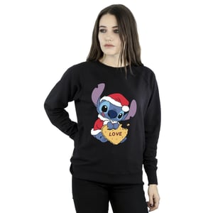 Disney Dam/Tjej Lilo And Stitch Christmas Love Biscuit Sweatshirt (Svart)