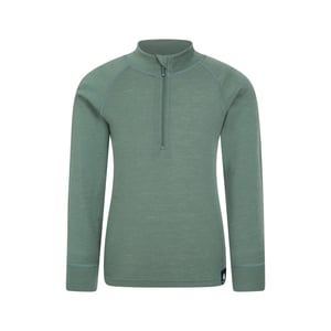 Mountain Warehouse Kinder/Kids Merino Blend Half Rits Base Layer Top (Kaki Groen)