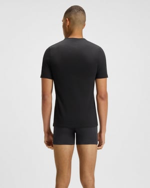 Donkergroen T-shirt met geborduurd logo (3 st.)