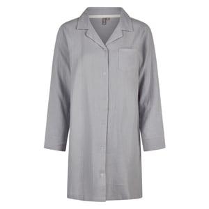 By Louise Dames nachthemd mousseline met knoopjes grijs/blauw