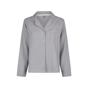 By Louise Dames pyjama set lang mousseline met knoopjes grijs/blauw