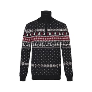 Apollo Heren kersttrui zip met kerst print zwart