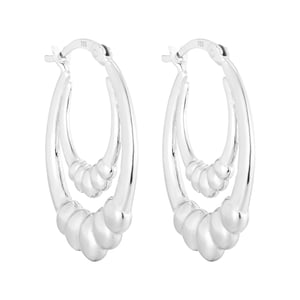 Sterling Silver Double Bead Hoops