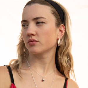 Sterling Silver Double Bead Hoops