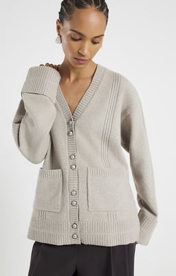 River Island Womens Cardigan Brown Knitted Long Sleeve V-Neck