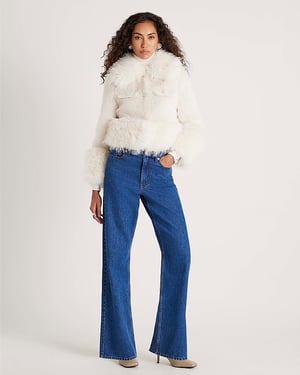 River Island Womens Trophy Jacket Cream Faux Fur Boucle Hybrid