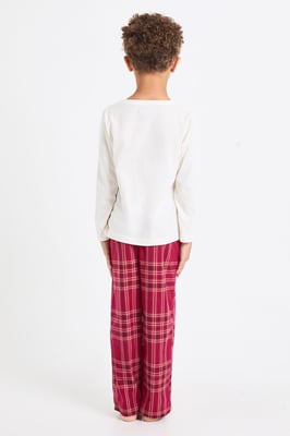 Kids Matching Family Check Baby Fleece Long Sleeve Shirt & Trousers Pyjama Set