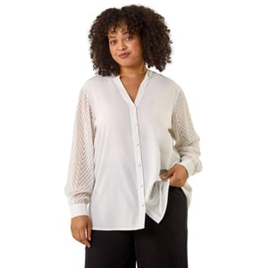 Curve V-Neck Button Blouse