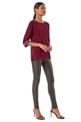 Embellished Cuff Chiffon Top