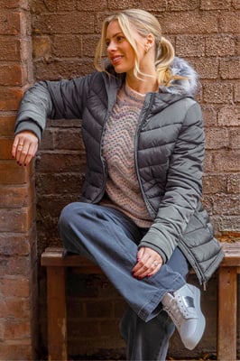 Faux Fur Hooded Quilt Coat