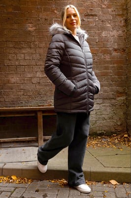 Faux Fur Hooded Quilt Coat
